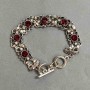 Red glass square bracelet 21 cm ± toggle clasp
