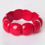 Bracelet Coral (pressed) — square stones on elastic, convex 'link' 1.8 × 2.1 cm