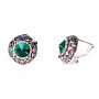 2 cm rainbow hoop earrings with rhinestones and a green crystal