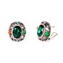 Earrings 2x2.5 cm Rainbow oval crystals green