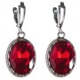 Crystal Earrings 'Ruby' Red Prong-Set Oval 2 x 1.5 cm