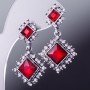 Silver earrings with red crystals 'Rhombi'