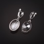 Earrings with gray crystals in a 'tooth' setting, oval stone 2 x 1.6 cm, length 4 cm
