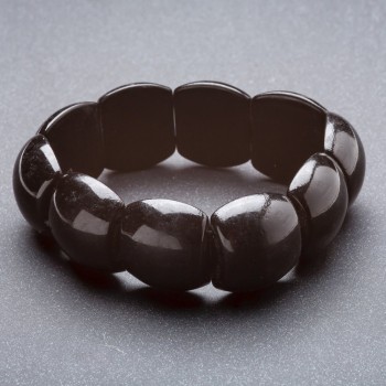 Elastic bracelet black (pressed) Agate 'chain' 22×18 mm
