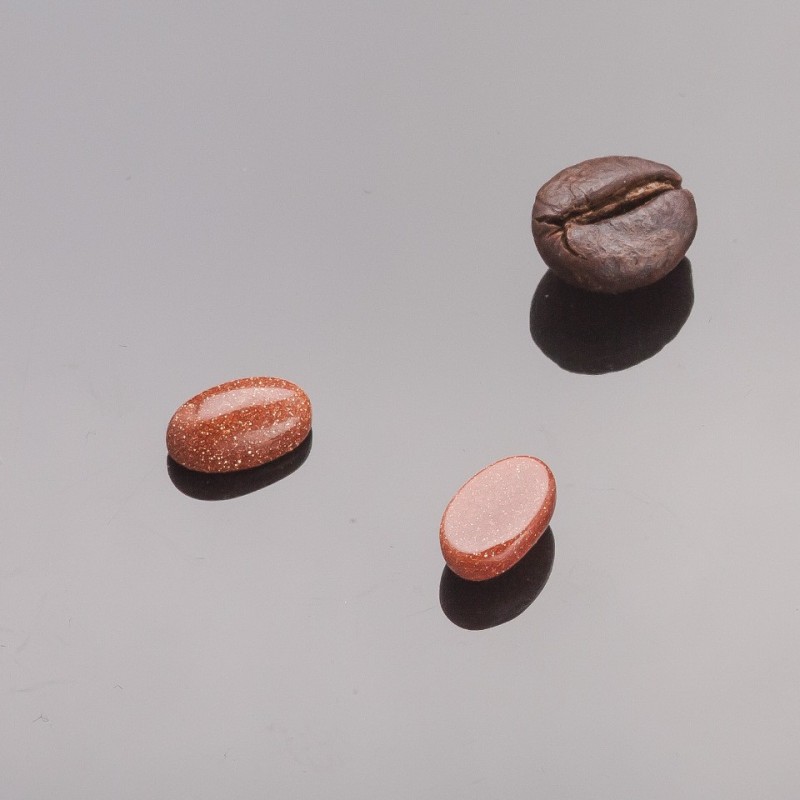 Cabochon Findings, Mini Oval Aventurine 'Golden Sand', Diameter 8x5 mm