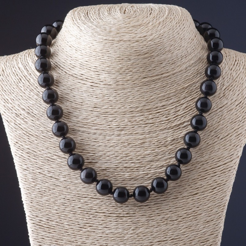 Sun Obsidian Necklace, smooth round bead, 12mm diameter, 48cm length
