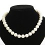 Necklace of white sponge coral, 12 mm beads, length 47.5 cm