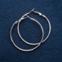 Silver hoop earrings, 5 cm diameter