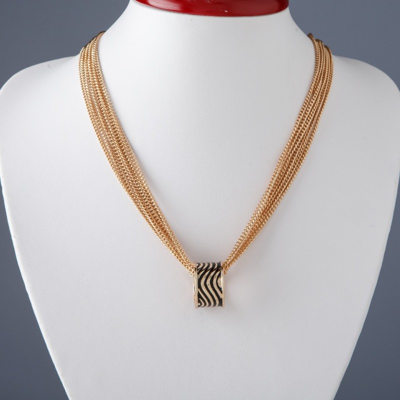 Chain Necklace with Pendant "Ring", 45 cm length, Metal Color