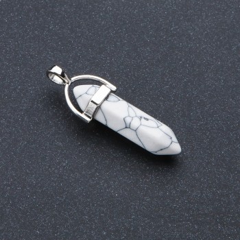 Hexagon pendant with Howlite stone 4×0.9 cm