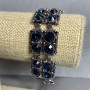 Bracelet with Blue Square Crystals, 18–23 cm, Silver-Colored Metal