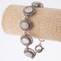 Clearance bracelet Pink quartz setting 'dot-cross' oval stone 22x18 mm, 7 pcs, length 20–22 cm