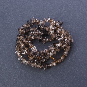 Beads of natural stone on a thread Smoky quartz "Stone Chip", length 85 cm, diameter 6 mm (+-)