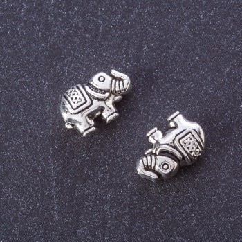 Bead-insert Elephant, metal color 'Silver', 9×13 mm, packaging 20 g ± 15 pcs