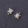 Bead-inlay Turtle Shell Findings, silver metal color, 7×8 mm, pack 20 g ± 40 pcs