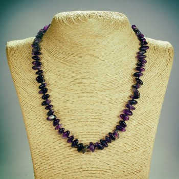 Amethyst natural stone necklace 'Pine Nut', length 48 cm, bead diameter 5x10 mm (±)