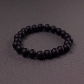 Shungite elastic bracelet (synthetic) with smooth beads, 8 mm diameter, 18 cm long +