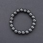 Natural hematite stone bracelet on elastic – smooth beads, 10 mm diameter