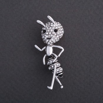 Brooch 'Brave Ant' 4x2 cm, metal color 'silver'