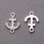 Pendant connector with crystals 'Anchor' Silver 2x1.5 cm, packaging 4 pcs