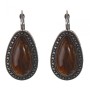Clearance. Tiger's Eye Earrings, Dot-Cross setting, Drop-shaped stone, 3×2 cm, length 4 cm