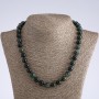 Moss Agate Natural Stone Necklace with Smooth Beads, 10mm Diameter, 50cm Length