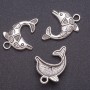 Pendant hardware Dolphin, diameter 4mm, length 31mm, gray metal finish. 20 g +/- 8 pcs
