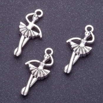 Ballerina pendant findings, L7mm, d1-1.5mm, silver color finish, packaging 20 g, +/- 11 pcs