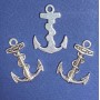 Anchor pendant findings, length 35mm, hole diameter 1–3mm, silver finish, 7 pcs