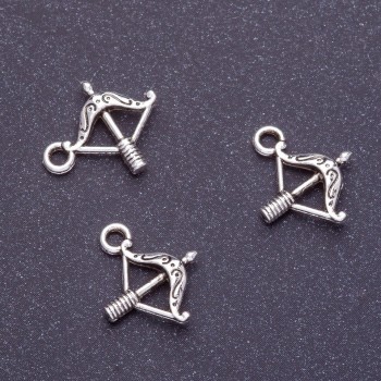 Crossbow Pendant Fittings, Length 16 mm, Diameter 1-1.5 mm, Silver Color, Pack 20 g +/- 42 pcs