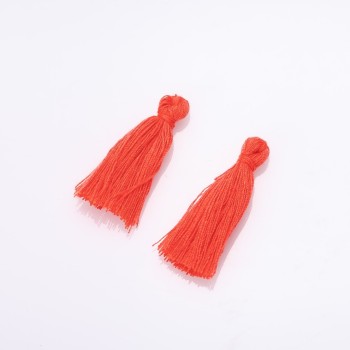 Craft supply: Miniature orange cotton brush, 3 cm long, 4 mm diameter, pair