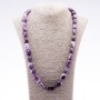 Midi Beaded Necklace with Natural Amethyst, Bead Diameter 10-26mm, Length 65cm