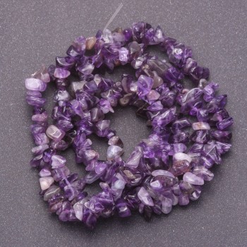 Amethyst chip beads on beading thread, natural gemstone, diameter 7x3 mm (±), length 80 cm+