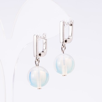 Earrings 'Elegant' with Moonstone, diameter 12mm, length 3cm