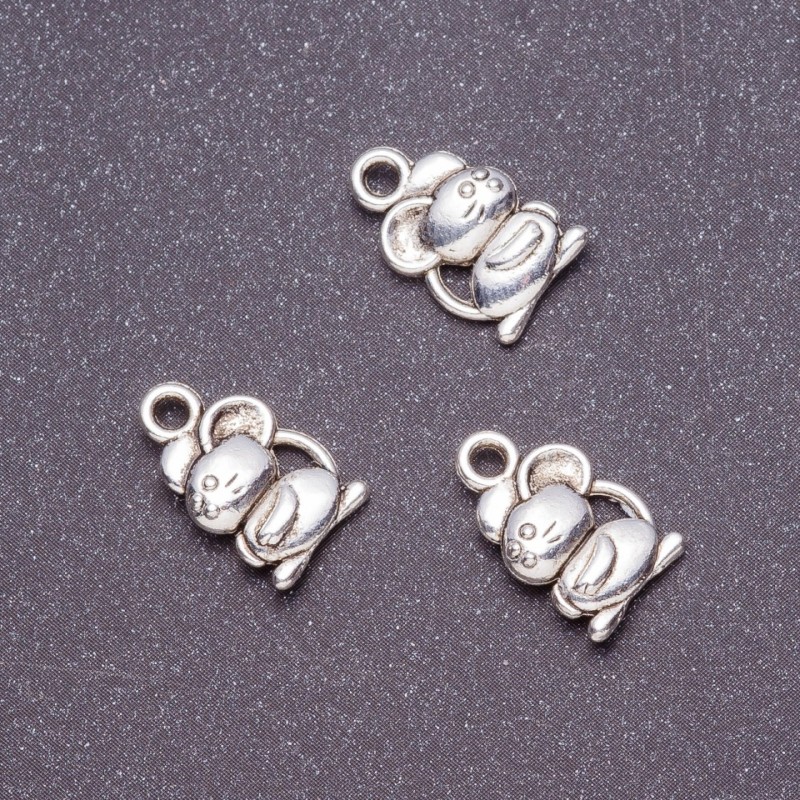 Findings Pendant Mouse d 15×9mm metal gray finish 20 g +/- 20 pcs