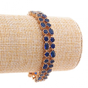 Xuping Women's Bracelet with Blue Round and Oval Crystals, Gold Color