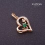 Xuping Love Pendant with Green Stone, Gold-Plated, 27x16 mm
