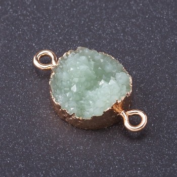 Connector 'Jade Snow' Gold L1mm, diameter 14mm plastic