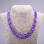 Three-strand Necklace 'Amethyst' (artificial) with natural stone faceted beads, 4 mm diameter, 47 mm length