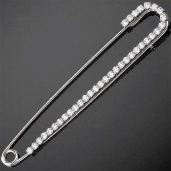 Brooch pin with crystals in silver color 70×15 mm+