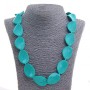 Turquoise Necklace (pressed), oval flat slightly twisted, length 71 cm