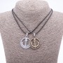 Pair Friendship Anchor Pendant on Cord, 45 cm Length, Metal Color 'Silver and Bronze'