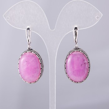 Earrings 'Amethyst' (stud) in prong setting with oval stone 2.7×2.0 cm, length 4.5 cm
