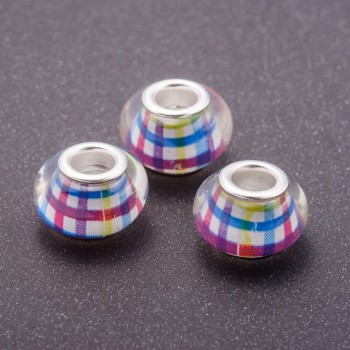 Pandora bead pink-blue cell plastic, 13mm diameter, 5mm hole, pack of 11