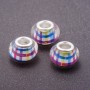 Pandora bead pink-blue cell plastic, 13mm diameter, 5mm hole, pack of 11