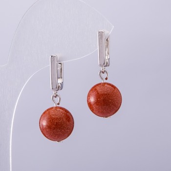 Elegant Aventurine Earrings "Golden Sand", 14mm diameter