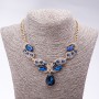 Evening necklace with blue crystals 'Precious Drops', length 42–49 cm