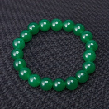 Chrysoprase Bracelet with Smooth Beads, 10 mm Diameter on Elastic
