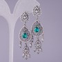Green Crystal Earrings 'Eastern Beauty', length 6.5 cm
