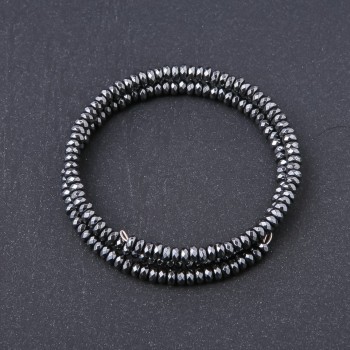 Memory bracelet with natural hematite, faceted hematite rondelle beads, diameter 4×2.5 mm, length 18.5 cm
